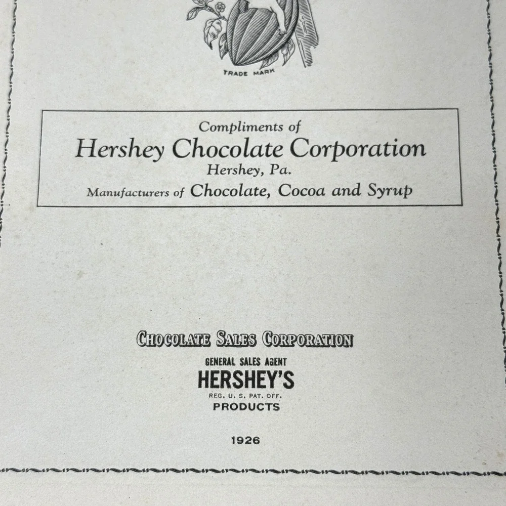 Hershey's The Story of Chocolate and Cocoa Booklet 1926 Vtg Ephemera Americana